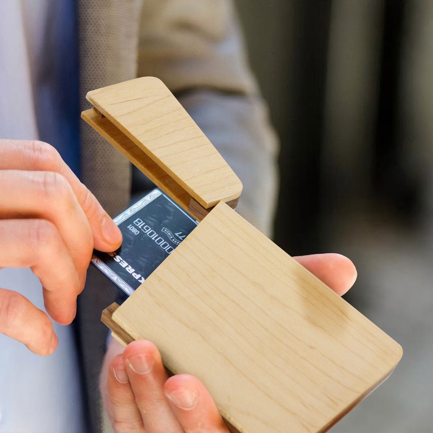 Maple Wooden Name Card Holder