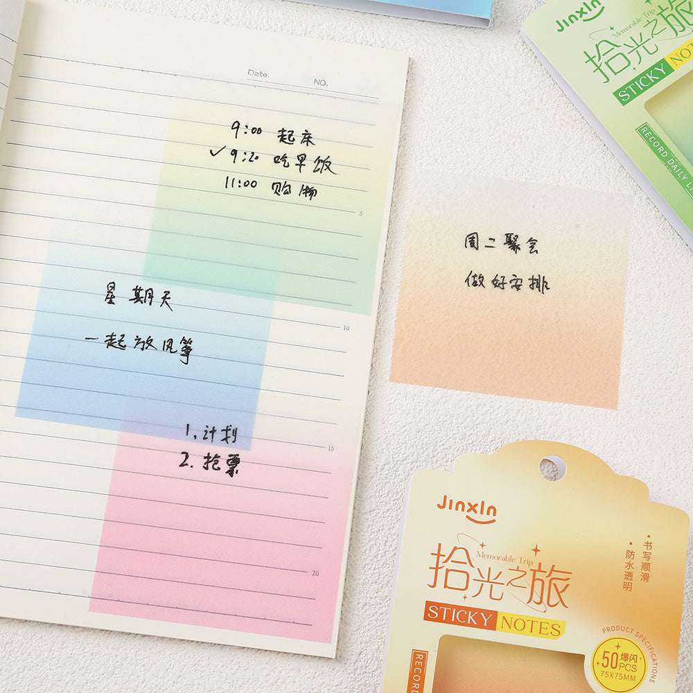 200 Sheets Sparkling Gradient Transparent Sticky Notes