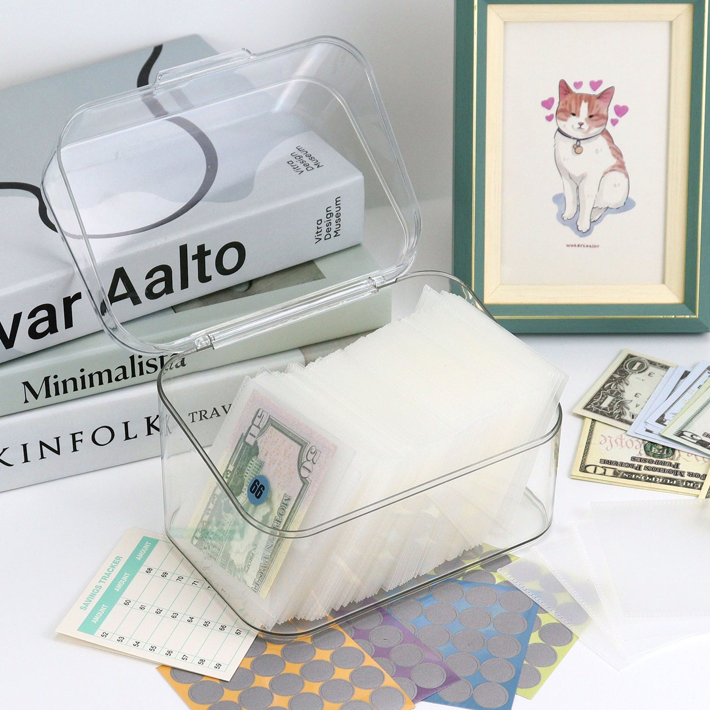 100days acrylic saving challenge box with scratch sticker