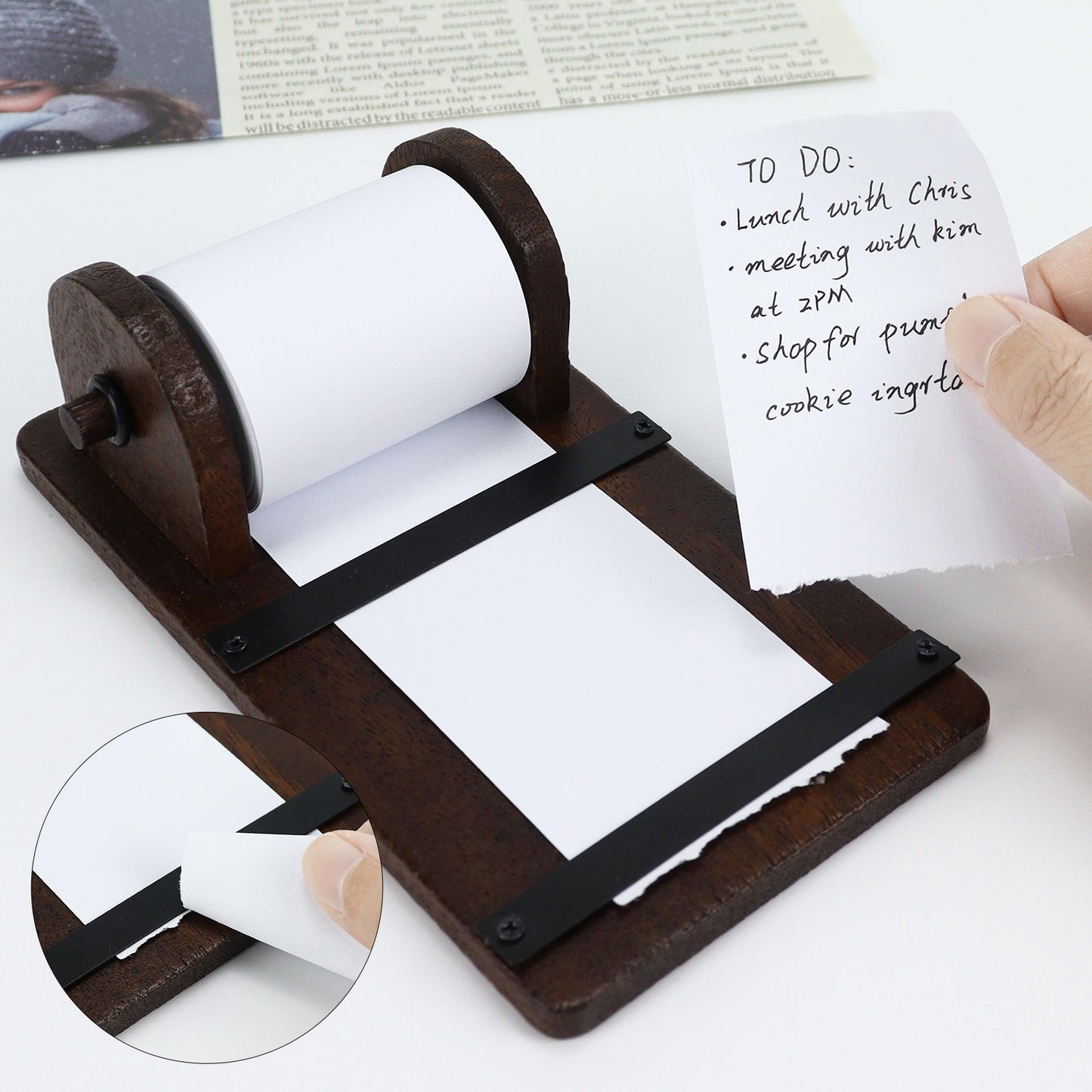 Wooden Desktop Paper Roll Dispenser