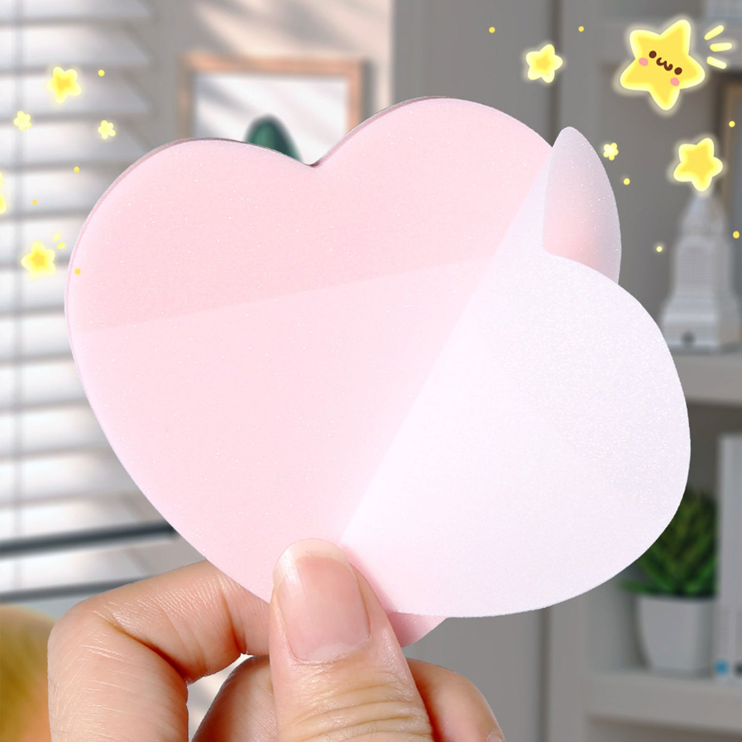 200 Sheets Sparkling Heart Shape Transparent Sticky Notes