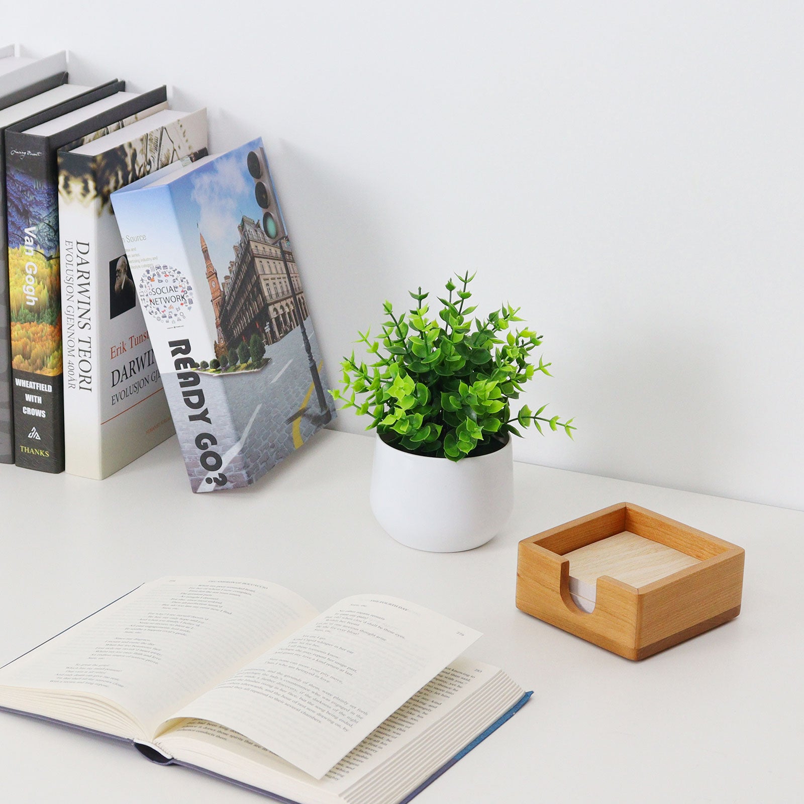 wooden memo pad box