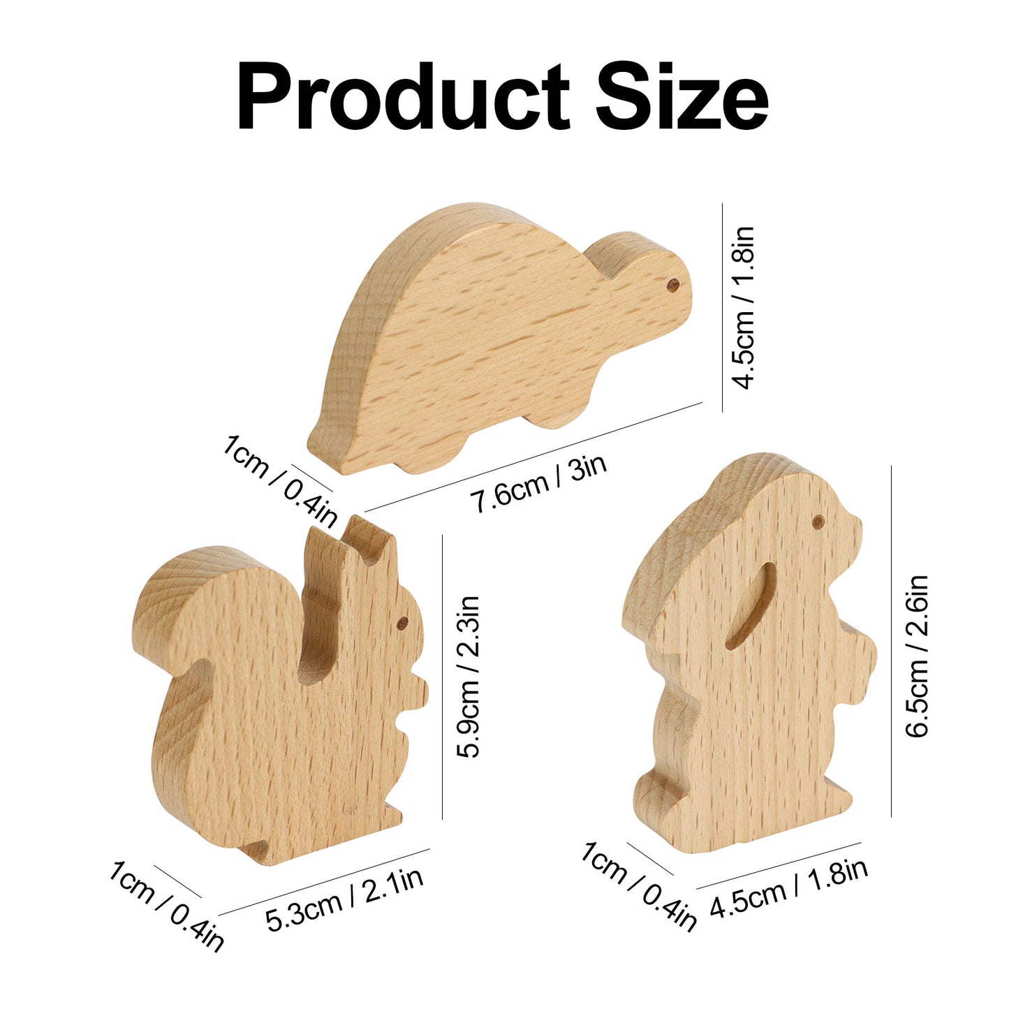 3 Pcs Cute Animals Wood Refrigerator Magnets