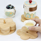 Wooden Flower Coaster Set of 6 with Holder