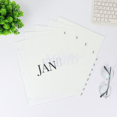 11" x 8.5"  Ivory White Binder Dividers 12 Tab for 3 Ring Binders