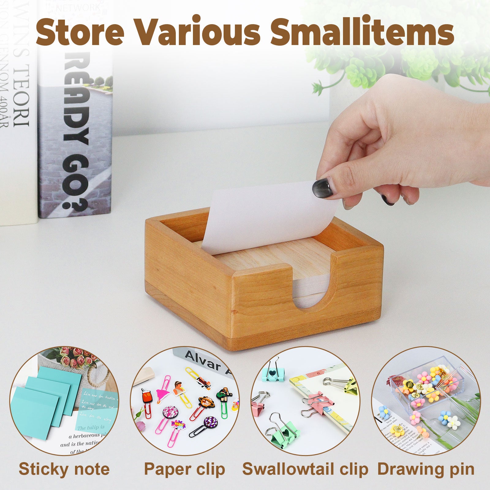 cherry wood sticky note pad holder