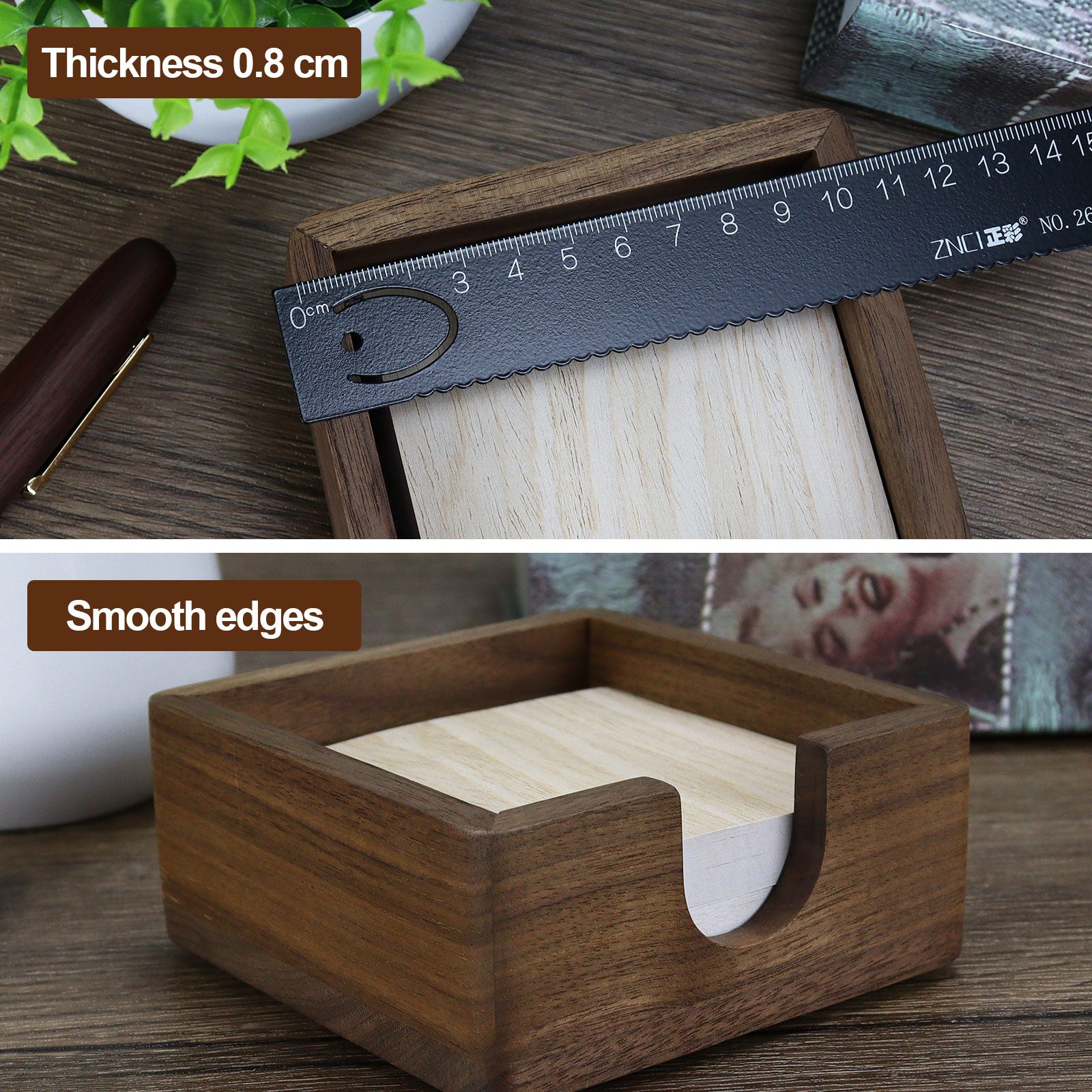 North American Black Walnut Desk Essentials Set – Stapler, Memo Holder & Pen Cup