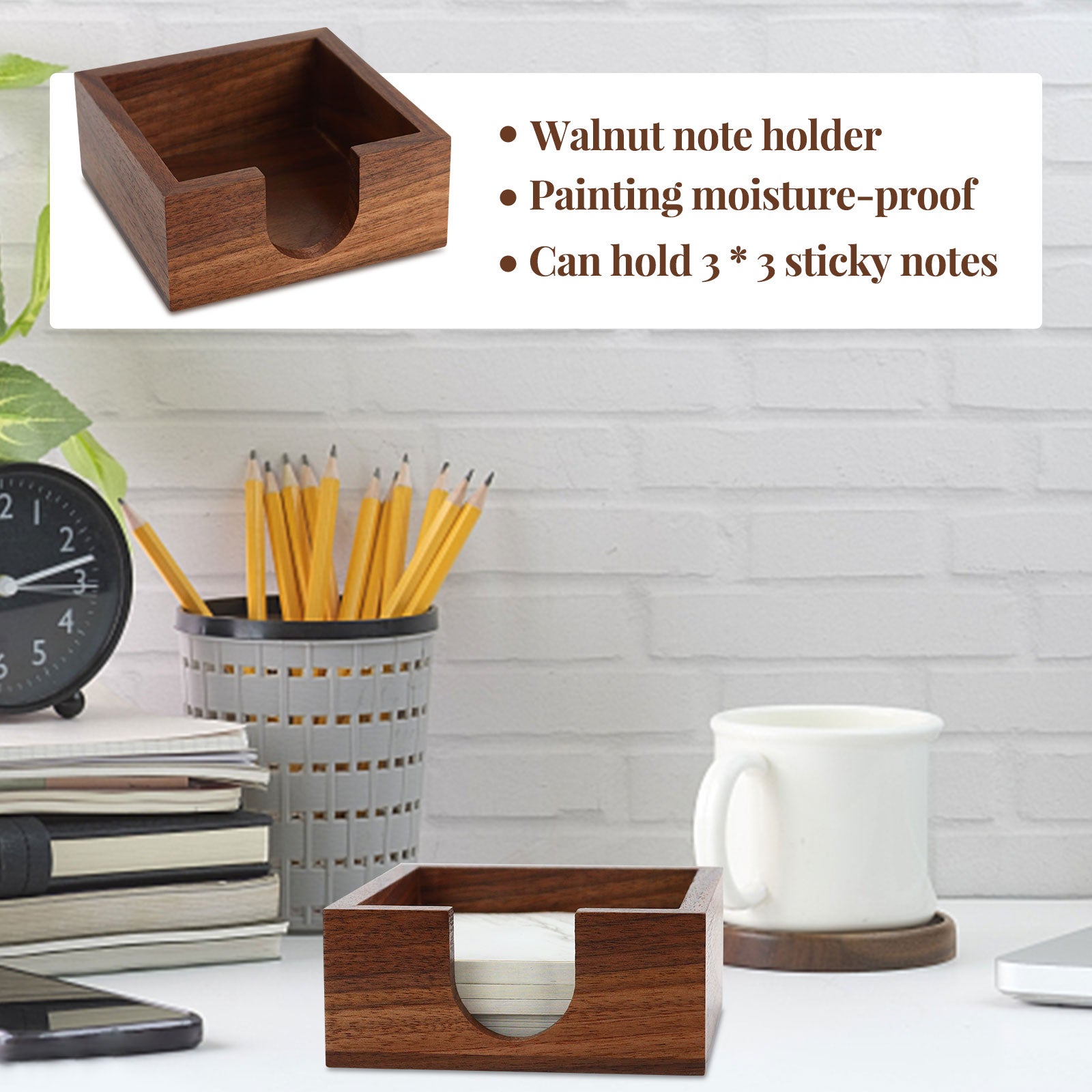 walnut sticky notes holder 