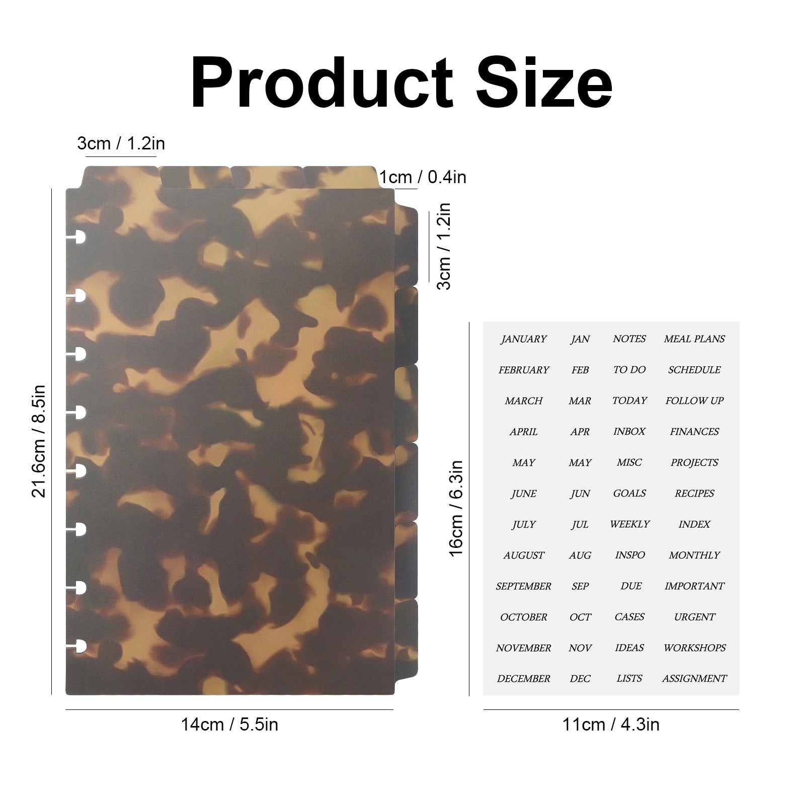 5.5"L x 8.5"W discbound dividers