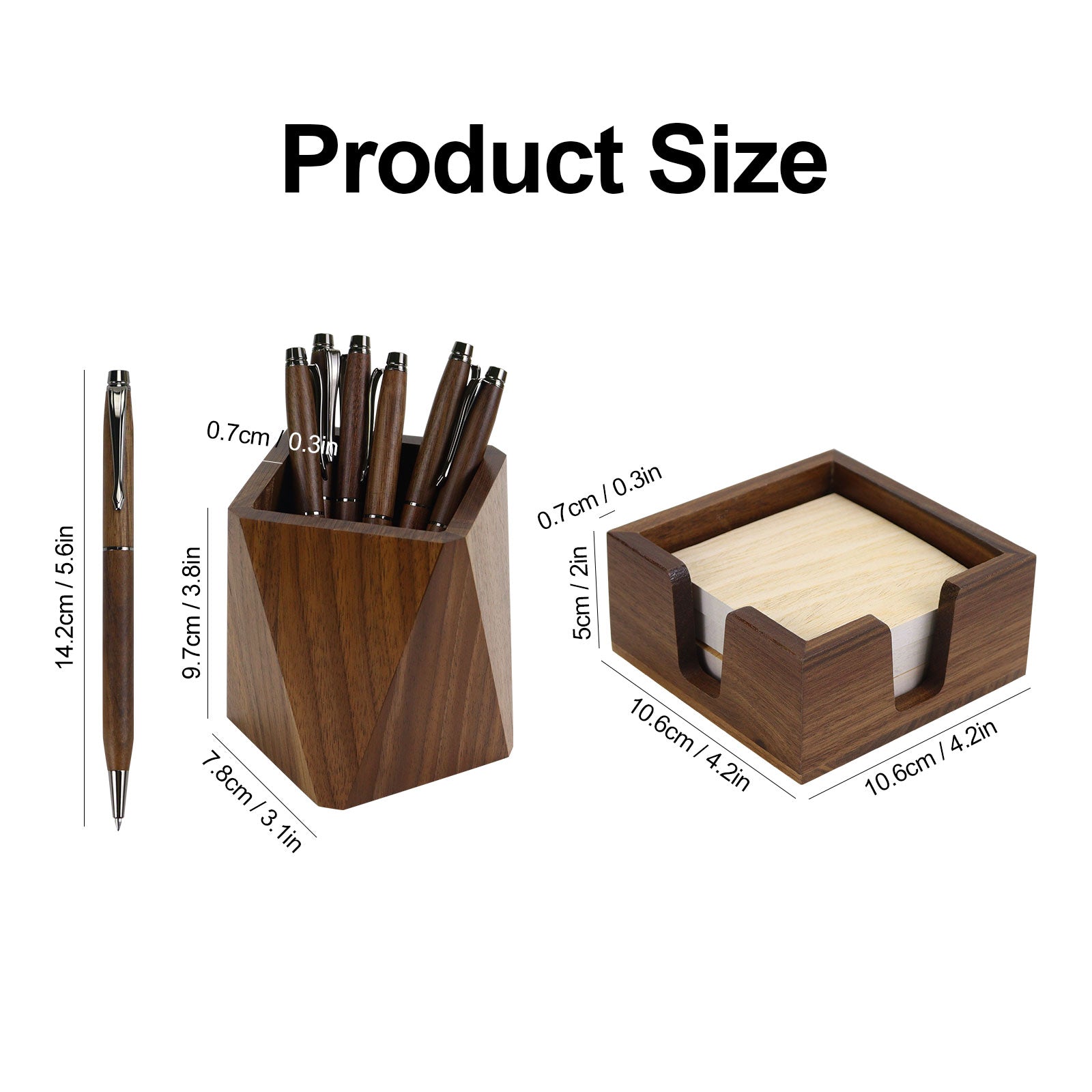 wood memo holder desk organizer set