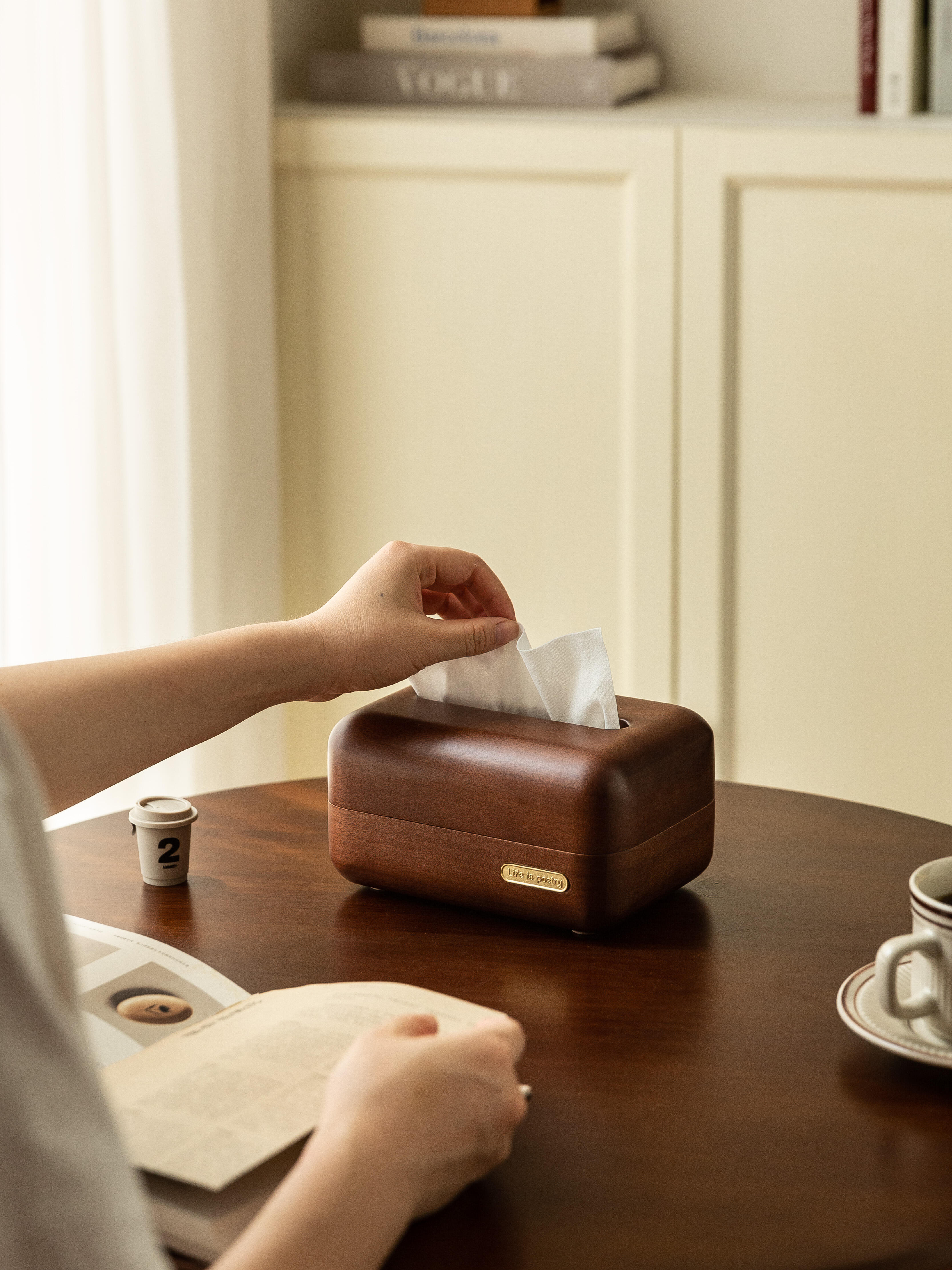 walnut tissue box