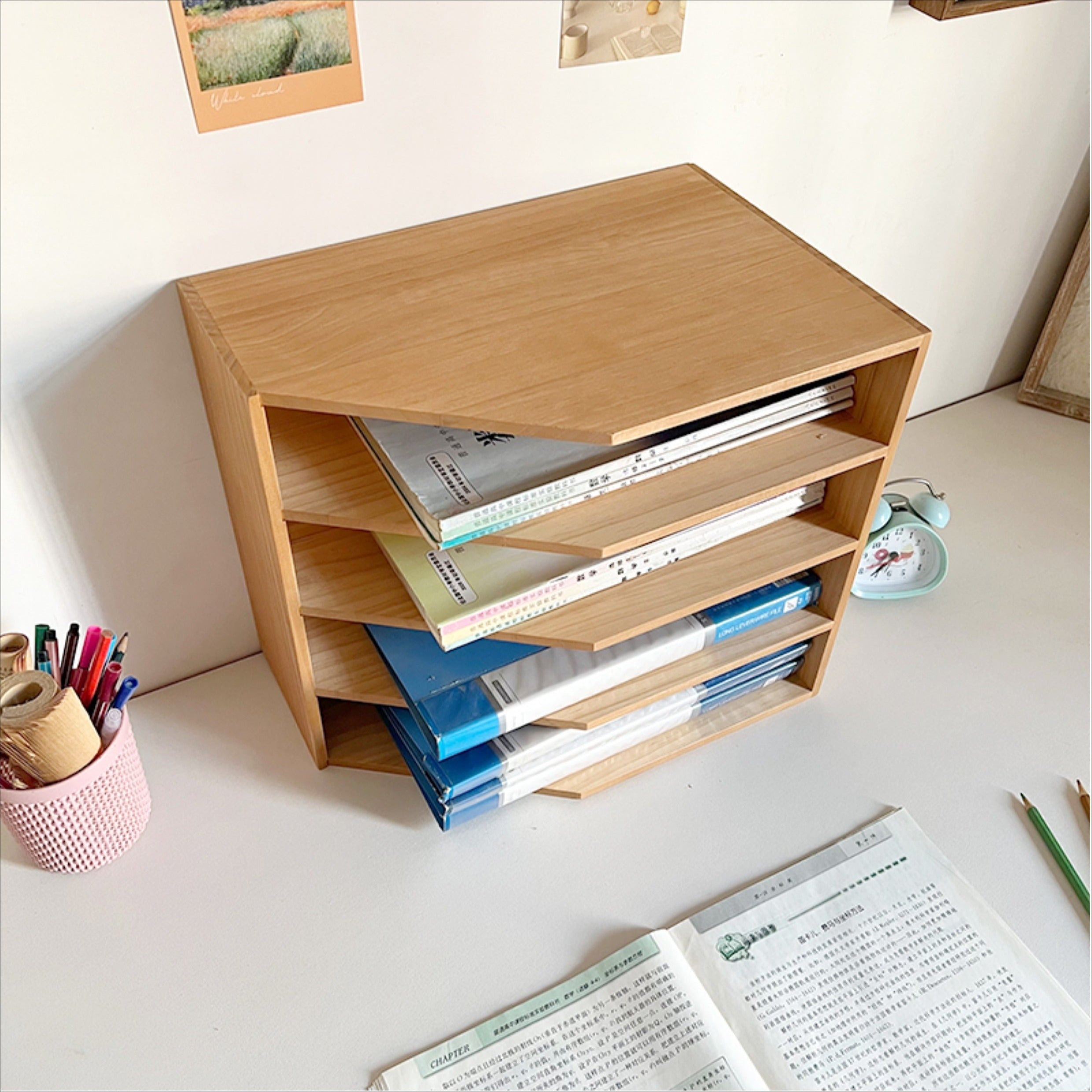pine desk organizer