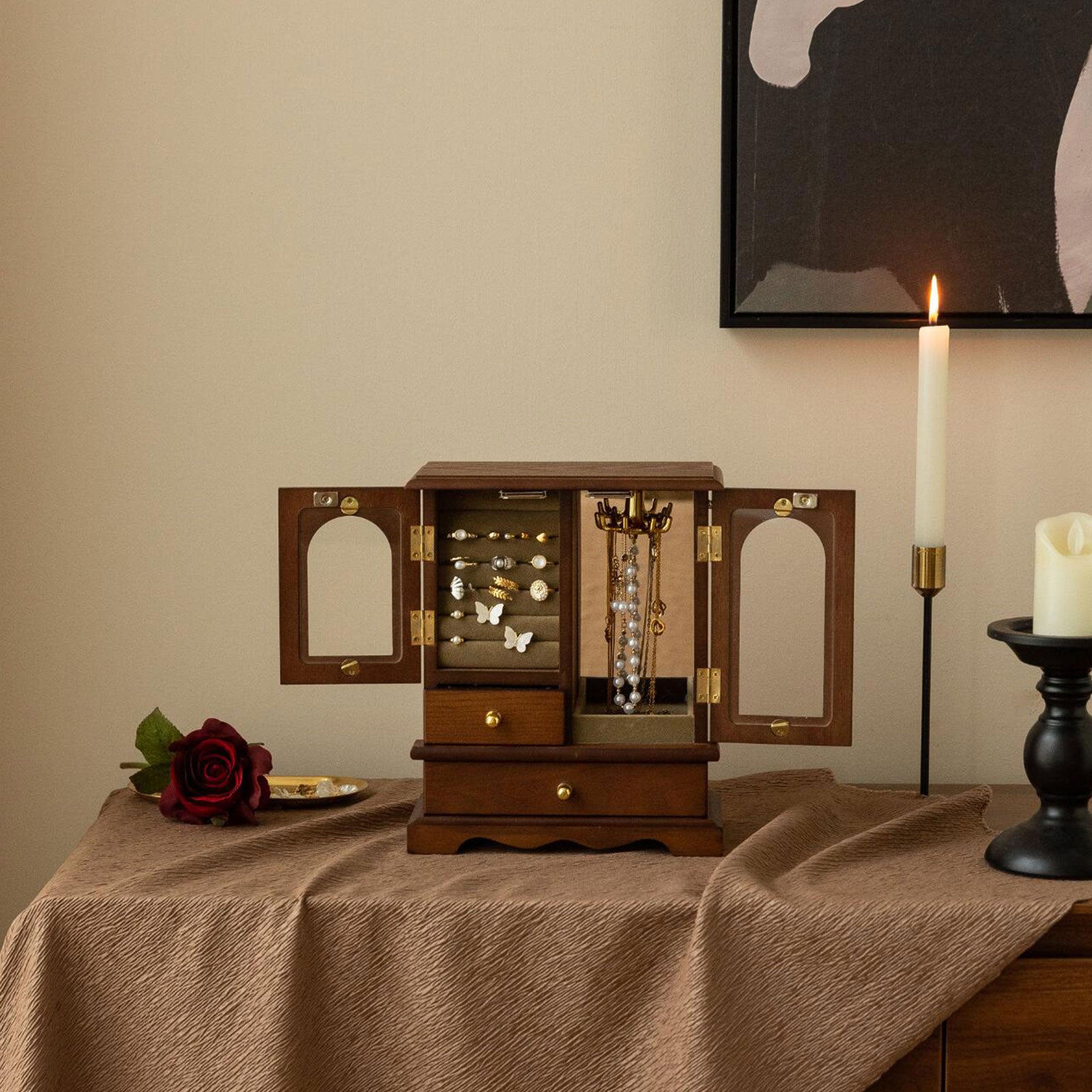 wooden jewelry organizer