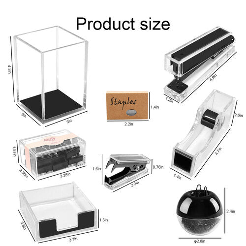 Acrylic Black Desk Oragnizer Set(8PC)