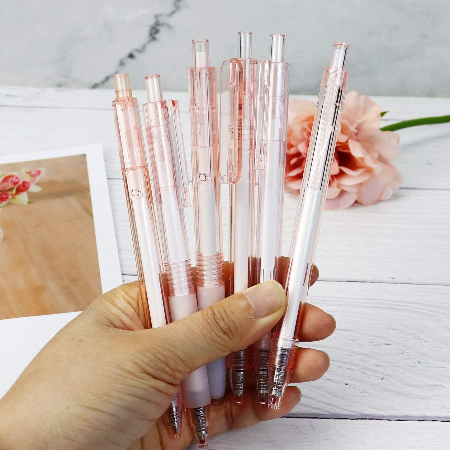 6PCS Quick Dry Pink Gel Pen Set