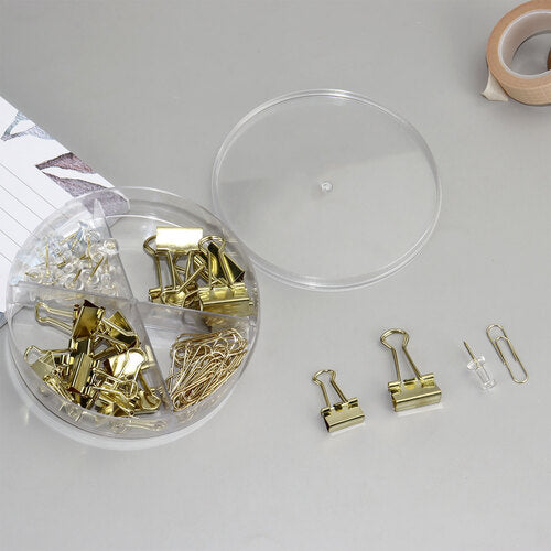 500 Pcs Gold Push Pins Set, Gold Thumb Tacks 6 Style Binder Clips