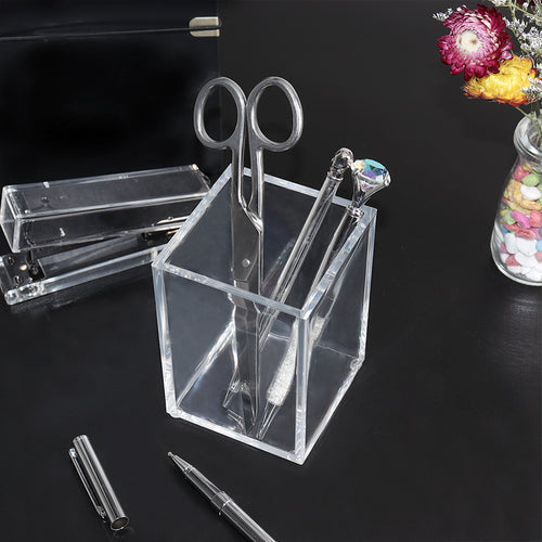 Girl cosmetic accessories makeup brush cup office acrylic transparent pen holder