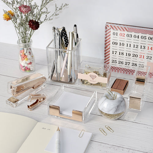 Gold Stationery Desk Organizer Set Modern Office Supplies Rose Gold Acrylic Desk  Accessories Gift Box Set For Men - AliExpress