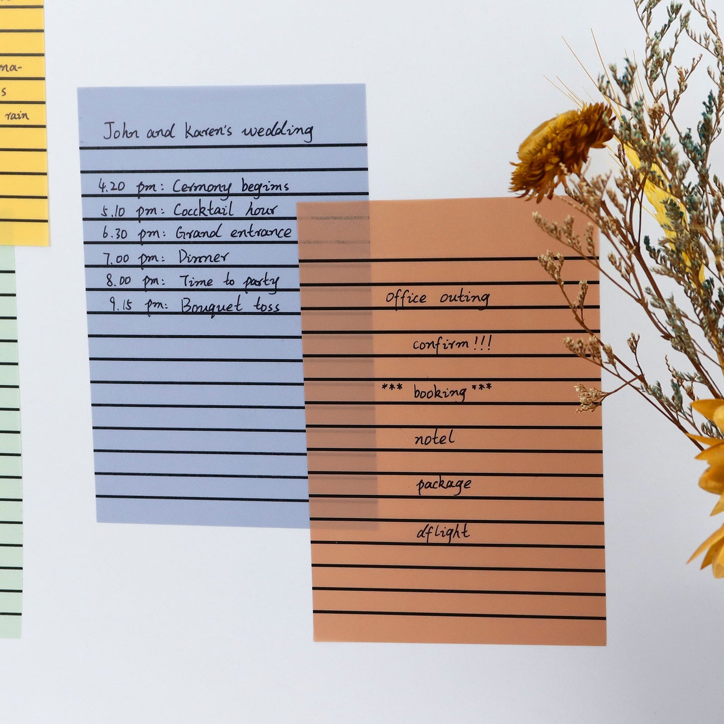 5 Colors Big Size Lined Transparent Sticky Notes