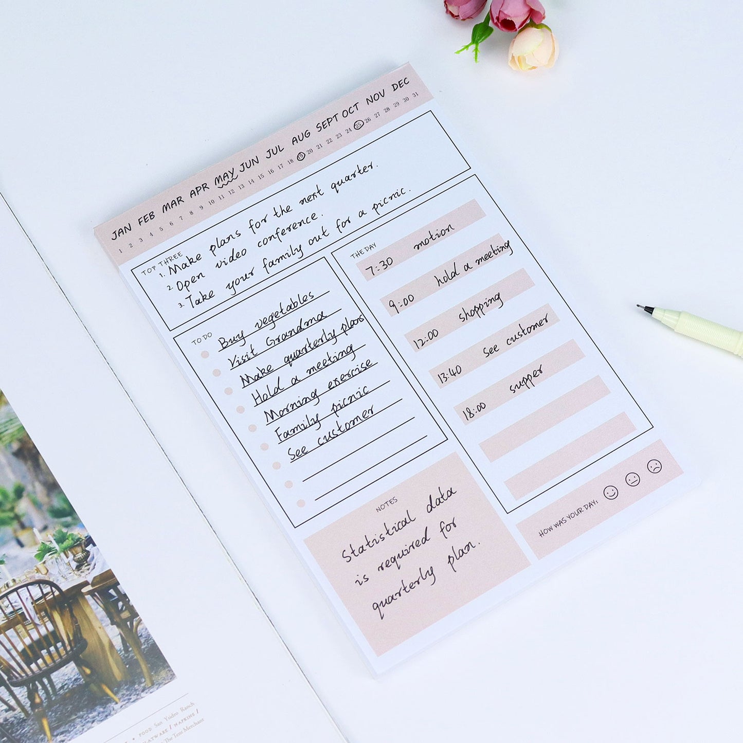 Pink Daily To Do List Notepad