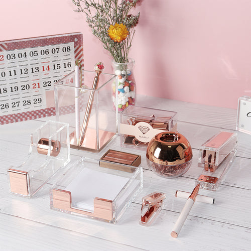 Acrylic Rose Gold Desk Organizer Set(8PC) – MultiBey - For Your