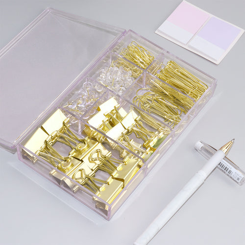 Gold Paper Clips Binder Clips Thumb Tacks Set – MultiBey - For