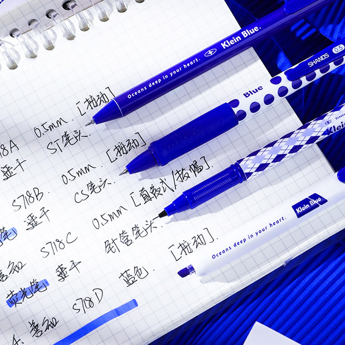 Blue 3 Gel Pen And Highlighter Pen Set