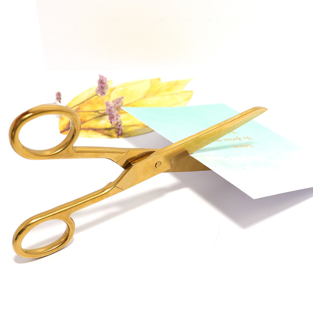 MultiBey Gold Scissors 7" Tailor Fabric Paper Cutting Tools Craft Scissors Shears Heavy Duty Copper Straight Recycled Home Office Scissors Cutter