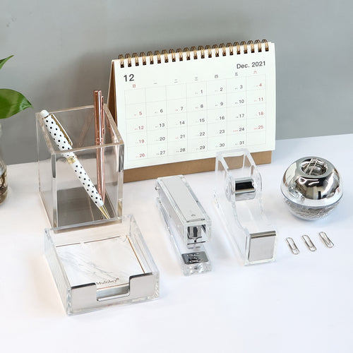 Acrylic Sliver Desk Organizer Set(5PC)
