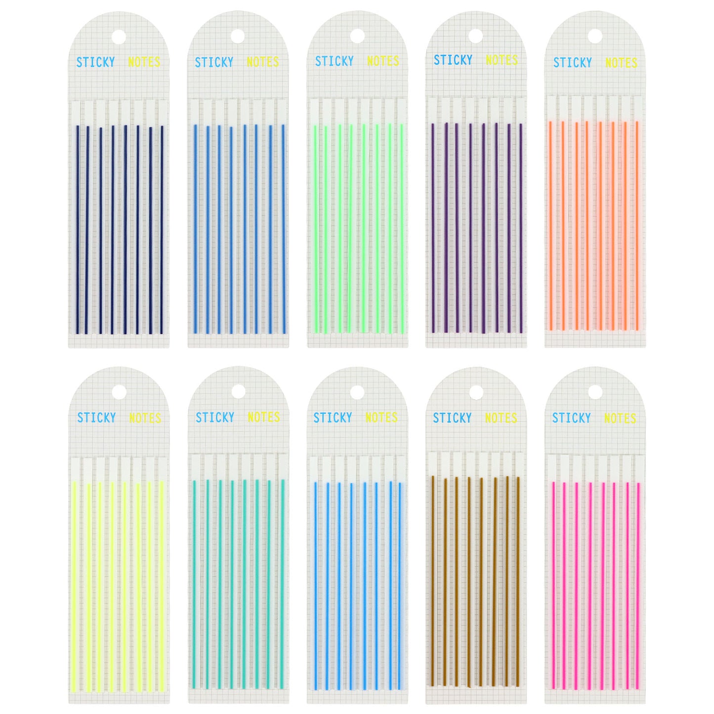 10 Colors Lined Transparent Highlighter Strips