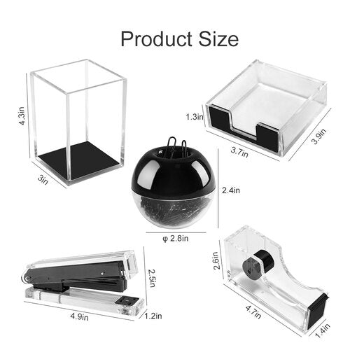 Acrylic Black Desk Organizer Set(5PC)