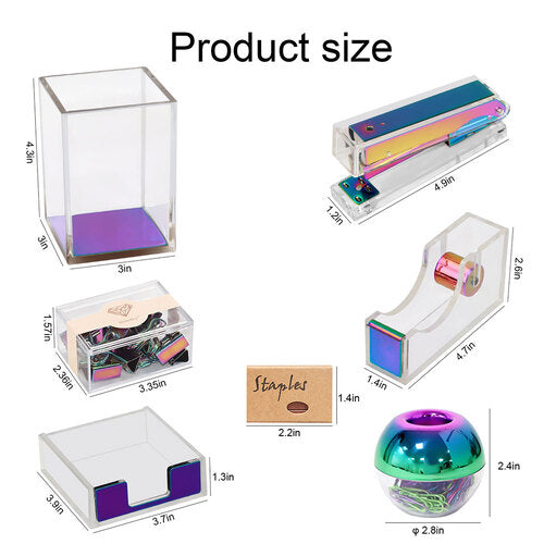 Acrylic Rainbow Office Desk Oragnizer Set(8PC)