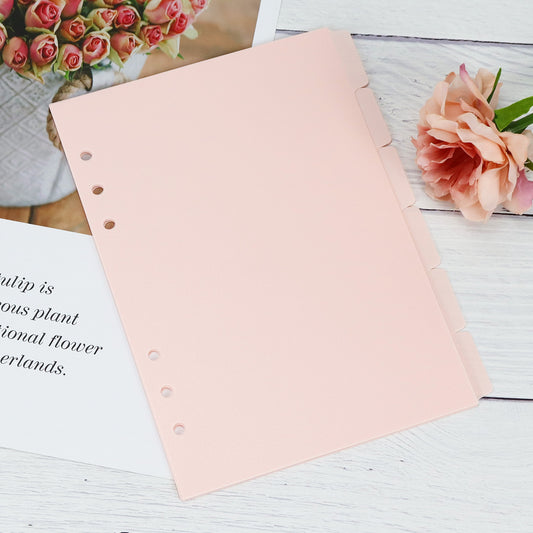 Light Pink Frosted A5/A6/A7 Tab Dividers