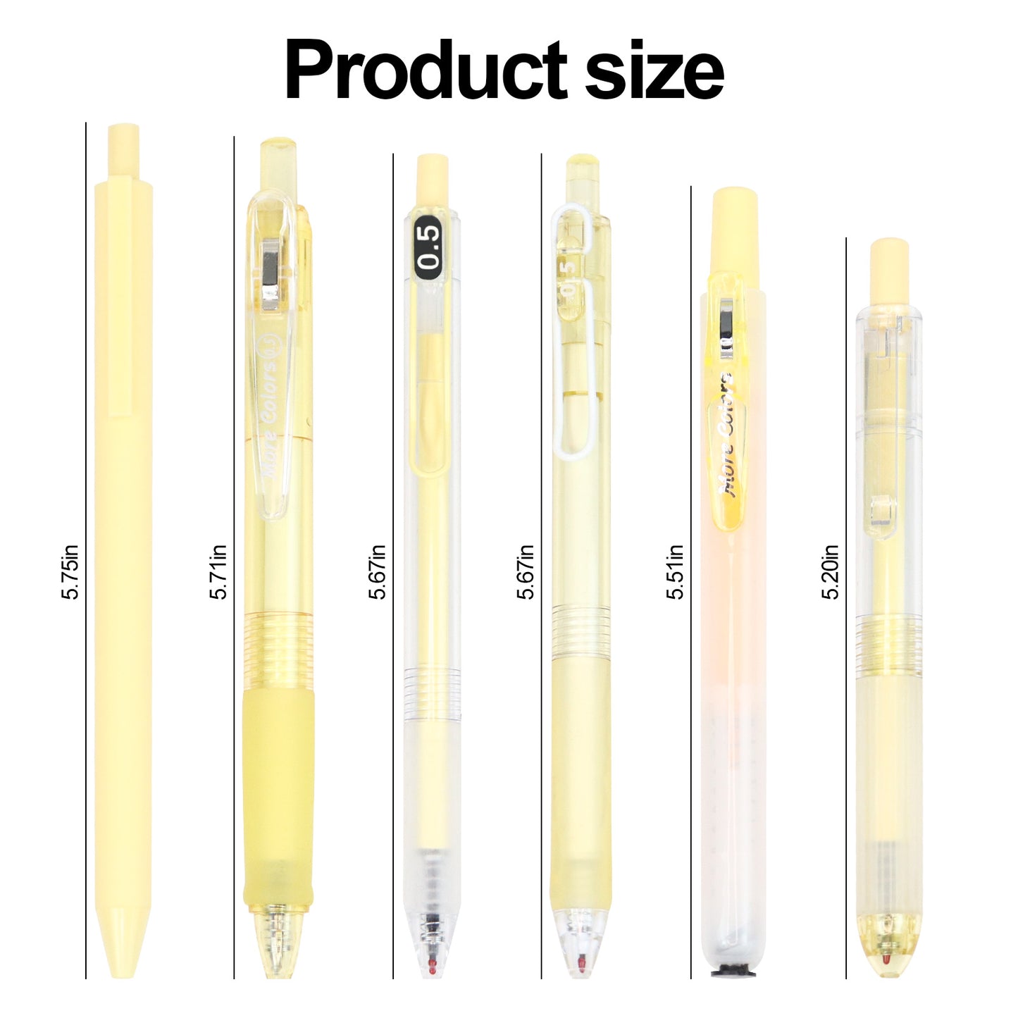 6PCS Yellow Gel Pen Set