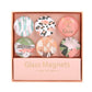 Cute Logo Round Crystal Glass Magnets With Leopard and Flower 6PCS Magnets Set