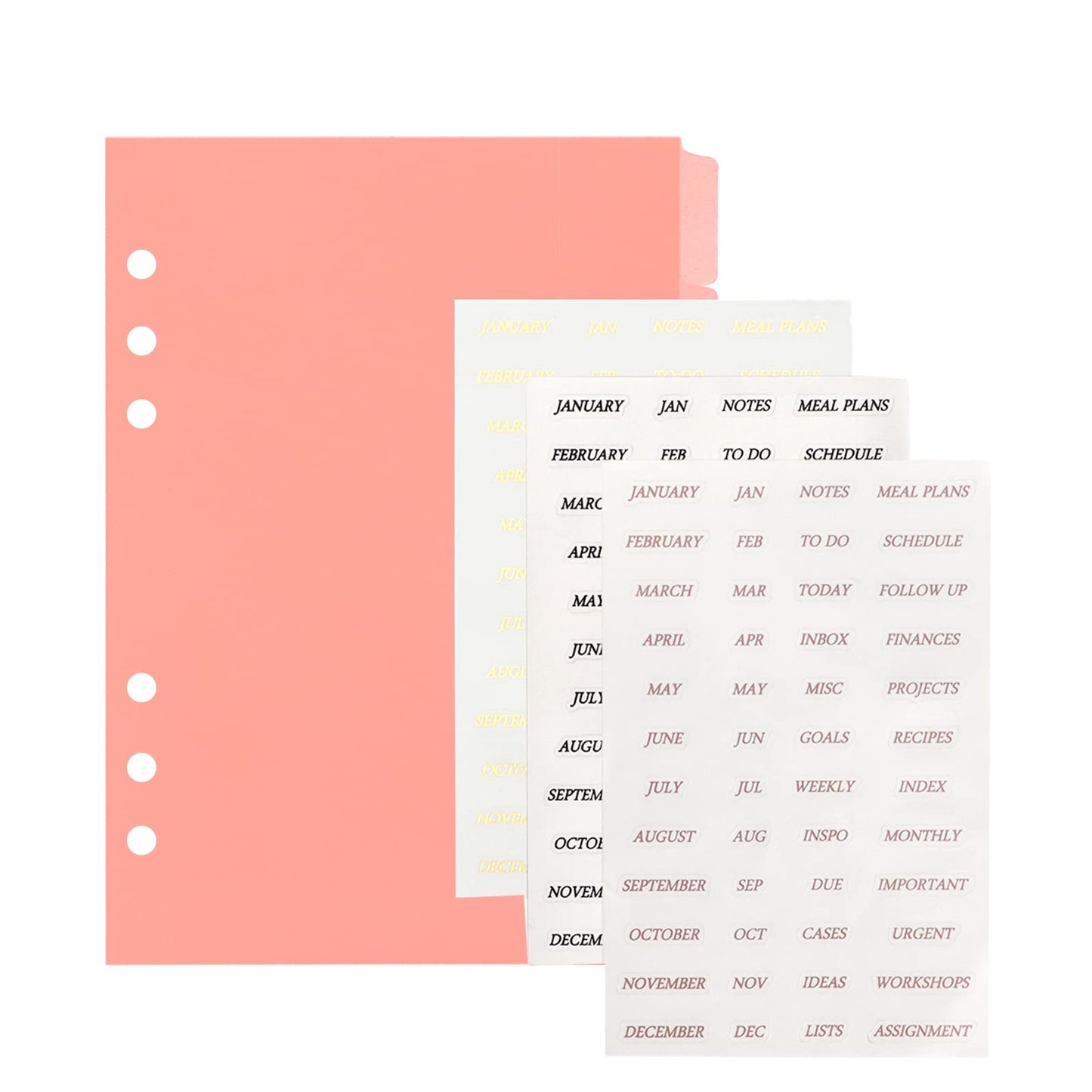 Peach Pink Frosted A5 Tab Dividers